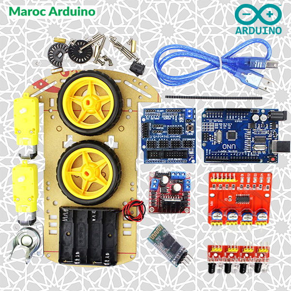 Kit Robot Châssis Voiture 2WD Smart + Suiveur de ligne +Téléguide